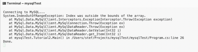 mysql read error in C# example