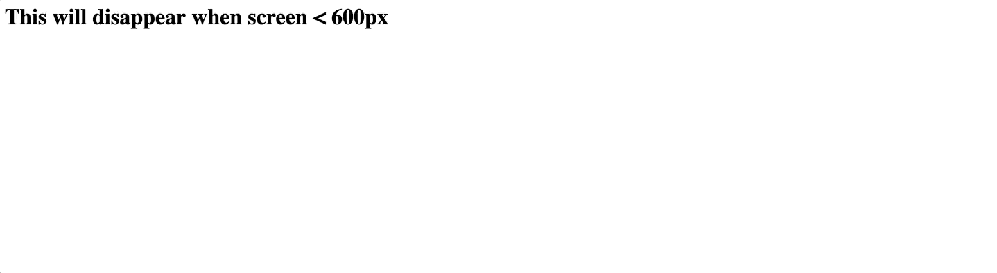 CSS media rule to hide h1 tag on resize