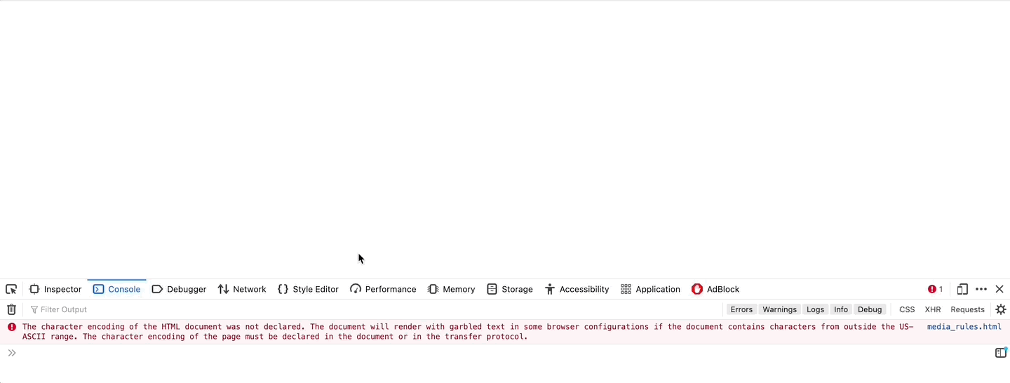 CSS media rules example