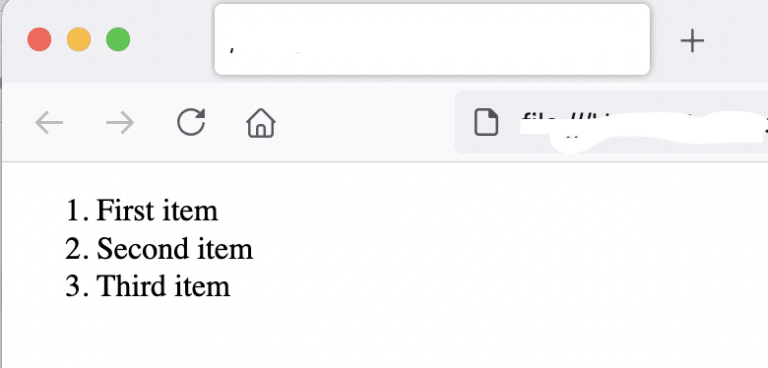 ordered list example in html