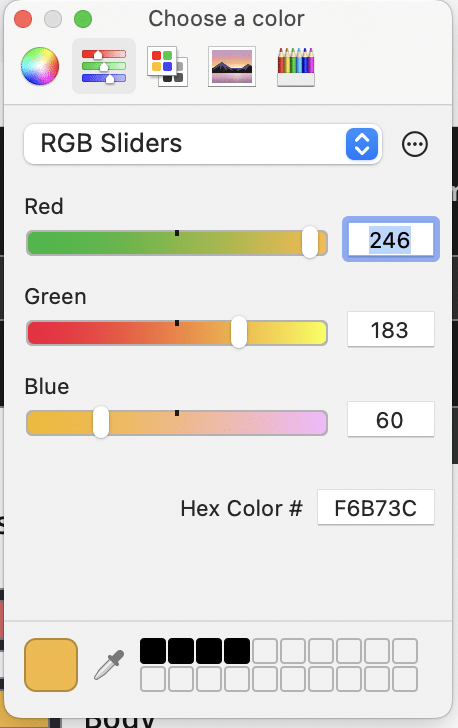 color picker on Mac OS