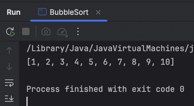 Bubble Sort in java ascending order example