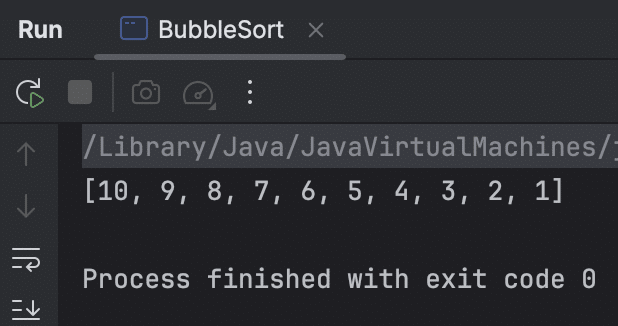 Bubble Sort in java descending order example
