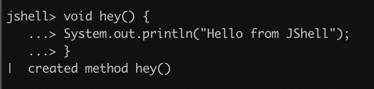 declare a method in jshell example 2