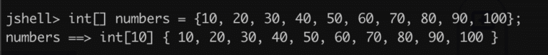 initialise an array of ints in jshell example