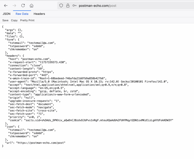 json response from html post