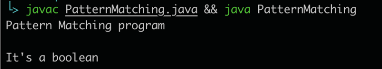 Pattern matching in java example boolean