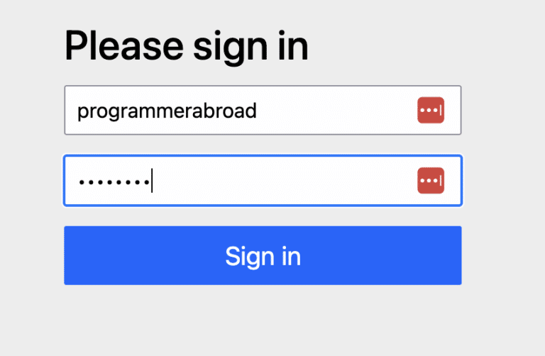 Signing in with our custom user - spring security example